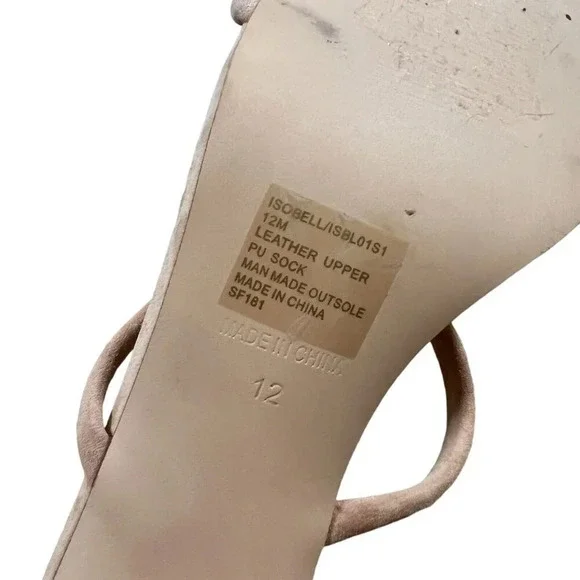 Steve Madden Isobell Honey Heeled Sandal Size 12 Tan Suede Minimal Neutral - Picture 10 of 11